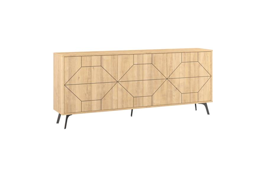 Μπουφές Dune pakoworld σε φυσική απόχρωση 181x35x77.4εκ