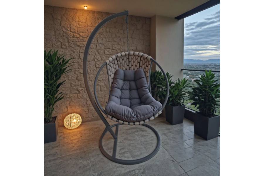 Κούνια φωλιά με βάση Makito pakoworld μέταλλο-pvc σε γκρι απόχρωση 100x105x195εκ