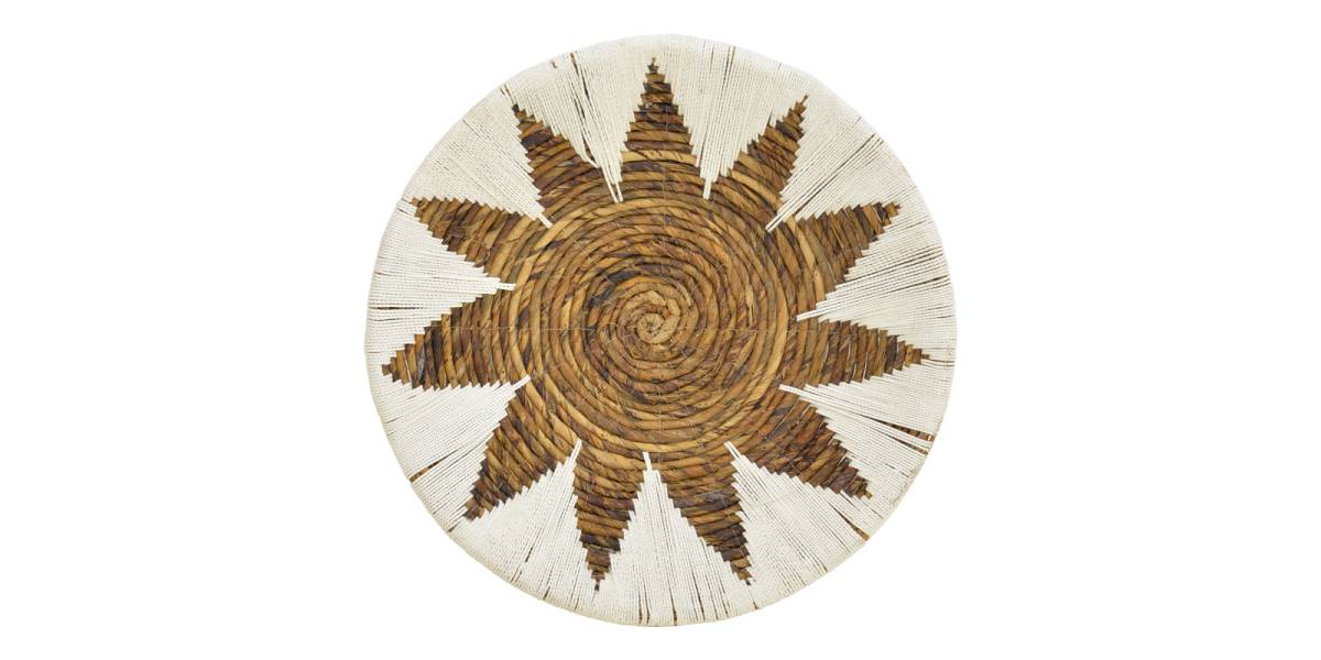 Διακοσμητικό τοίχου Circy Inart σετ 3 τεμ ψάθα σε λευκή-μπεζ απόχρωση