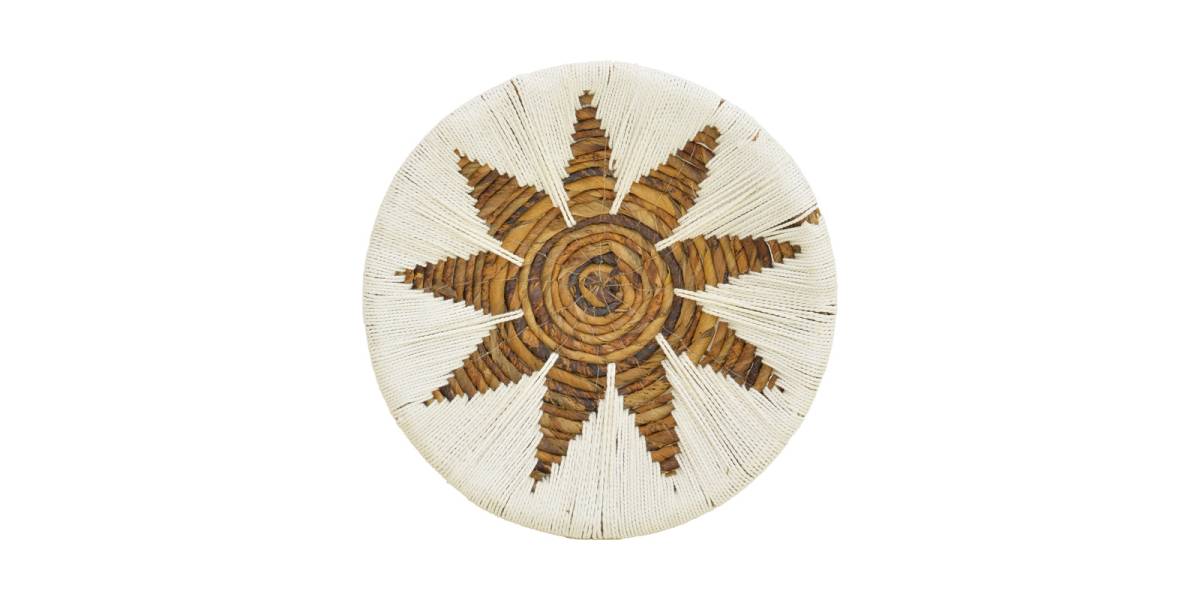 Διακοσμητικό τοίχου Circy Inart σετ 3 τεμ ψάθα σε λευκή-μπεζ απόχρωση