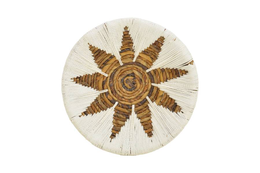 Διακοσμητικό τοίχου Circy Inart σετ 3 τεμ ψάθα σε λευκή-μπεζ απόχρωση