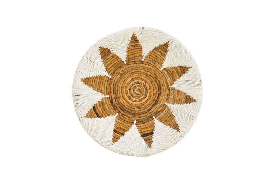 Διακοσμητικό τοίχου Circy Inart σετ 3 τεμ ψάθα σε λευκή-μπεζ απόχρωση