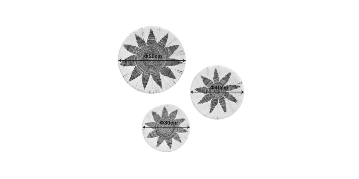 Διακοσμητικό τοίχου Circy Inart σετ 3 τεμ ψάθα σε λευκή-μπεζ απόχρωση