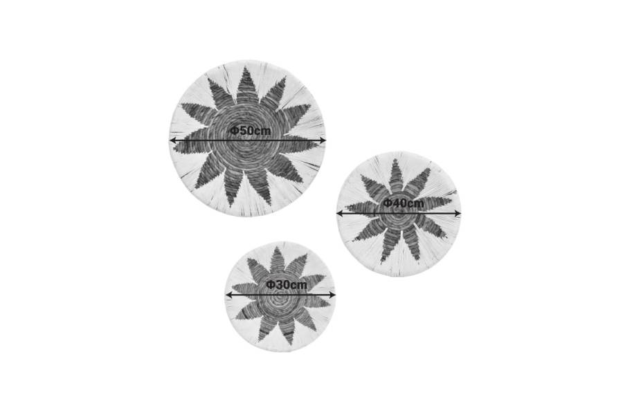 Διακοσμητικό τοίχου Circy Inart σετ 3 τεμ ψάθα σε λευκή-μπεζ απόχρωση