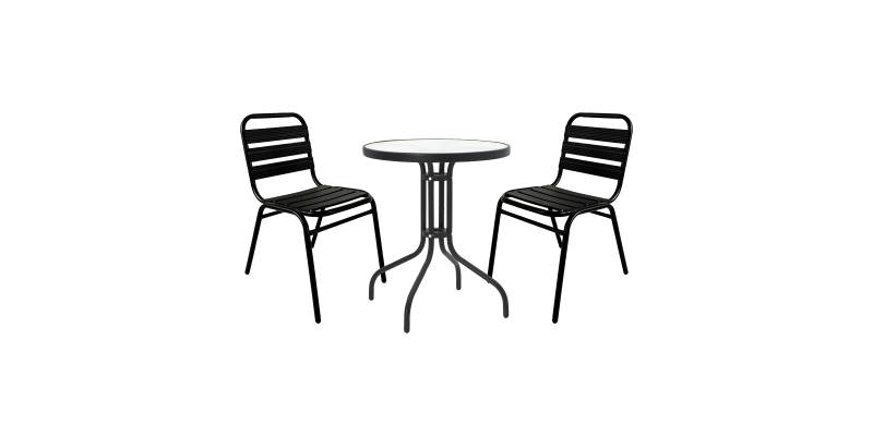 Τραπεζαρία Sussie- Watson pakoworld σετ 3τεμ μέταλλο μαύρο-γυαλί Φ60x70εκ