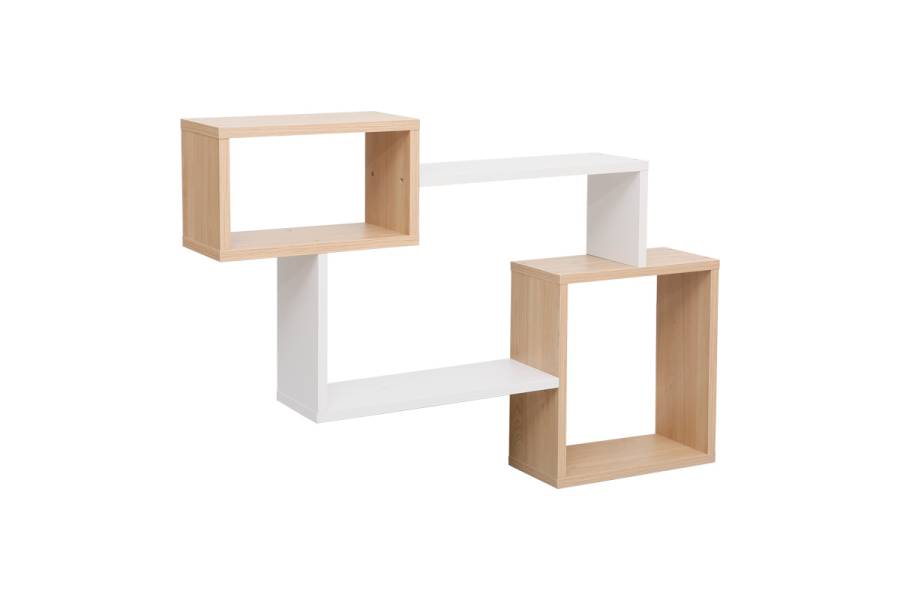 Ράφι τοίχου Beldra pakoworld σε φυσική απόχρωση με λευκό 84x15x57.8εκ