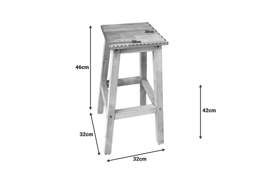 Σκαμπό Waroby pakoworld ξύλινο σε φυσικη απόχρωση 32x32x46εκ