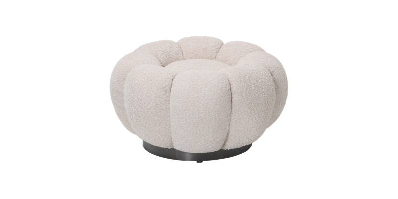 Σκαμπό Nester pakoworld μπουκλέ ύφασμα σε μπεζ απόχρωση Φ60x31εκ