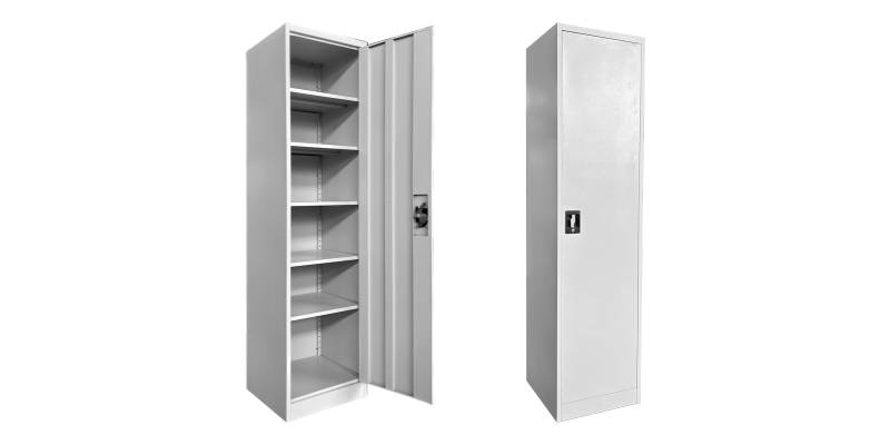 Ντουλάπα-στήλη Koya pakoworld μέταλλο σε απόχρωση ανοιχτό γκρι 50x45x180εκ