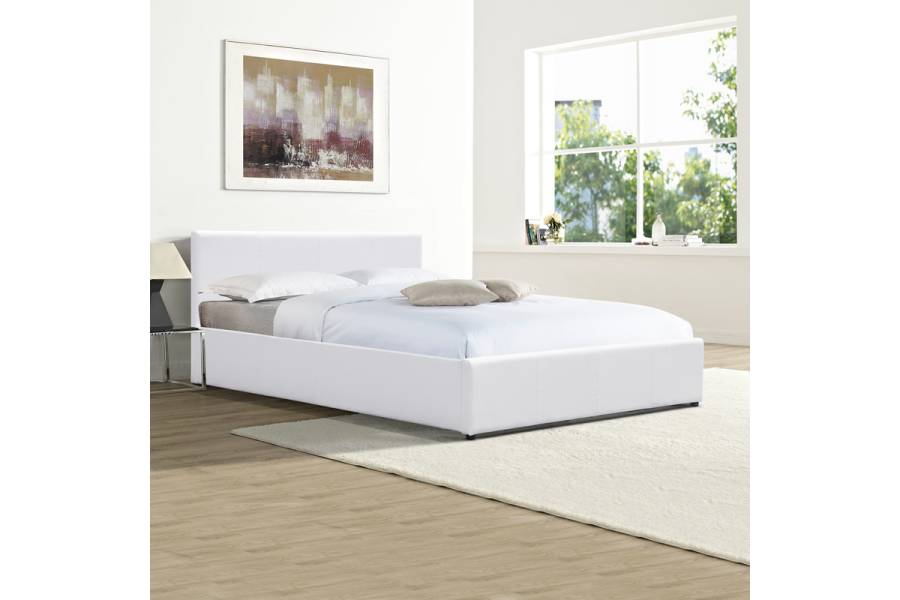 Κρεβάτι Dellia pakoworld με αποθηκευτικό χώρο pu λευκό 150x200εκ