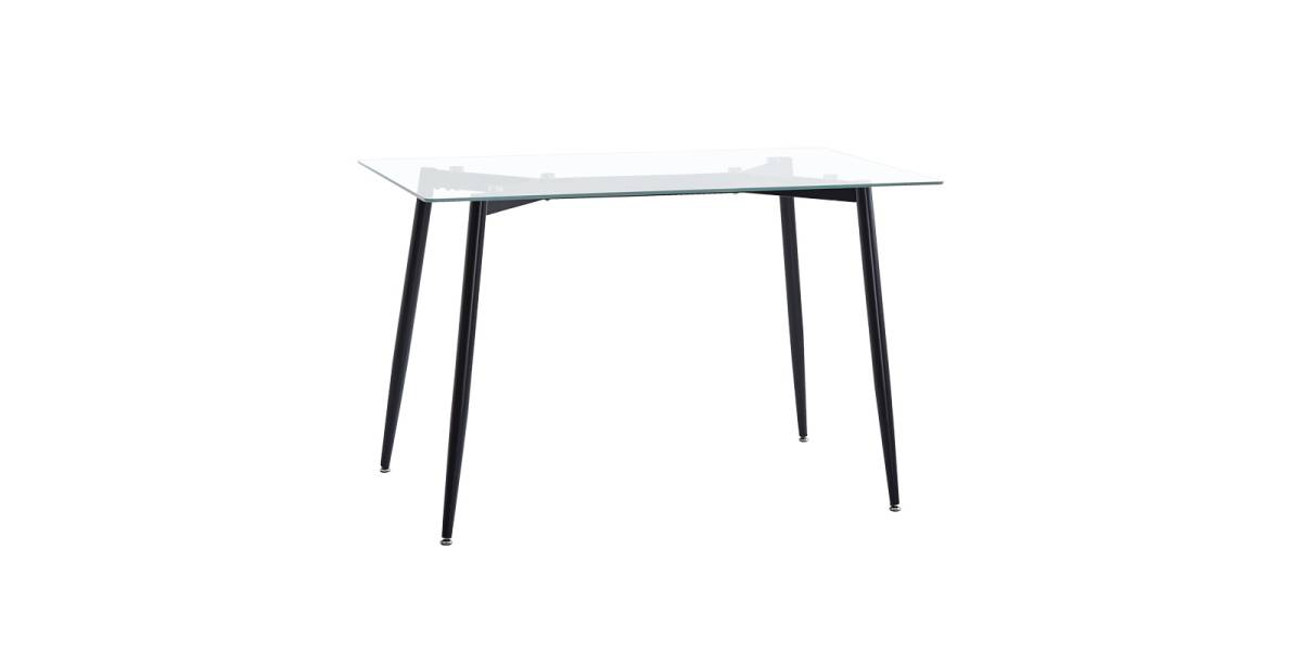 Τραπεζαρία Quana-Parker pakoworld σετ 5τεμ γυάλινο διάφανο-μαύρο πόδι 120x70x75cm