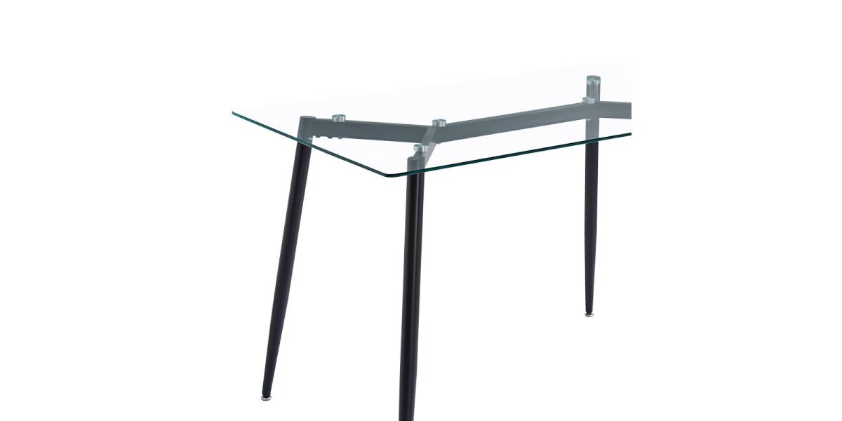 Τραπεζαρία Quana-Parker pakoworld σετ 5τεμ γυάλινο διάφανο-μαύρο πόδι 120x70x75cm