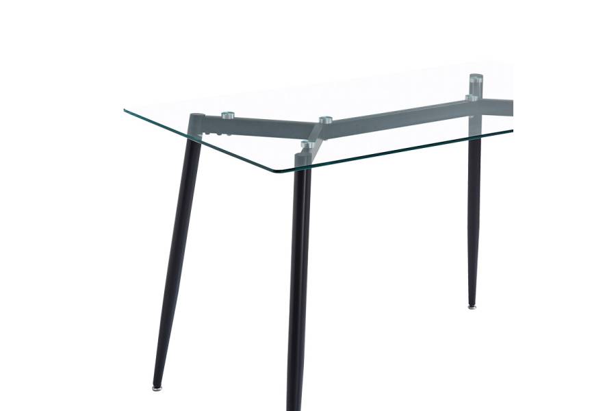 Τραπεζαρία Quana-Parker pakoworld σετ 5τεμ γυάλινο διάφανο-μαύρο πόδι 120x70x75cm