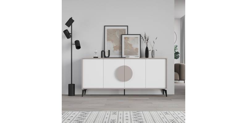 Μπουφές Gora pakoworld σε λευκή με μόκα απόχρωση 180x35.6x82εκ