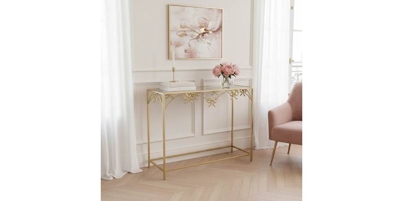 Κονσόλα Frensia Inart μέταλλο σε χρυσή απόχρωση 100x30x80εκ