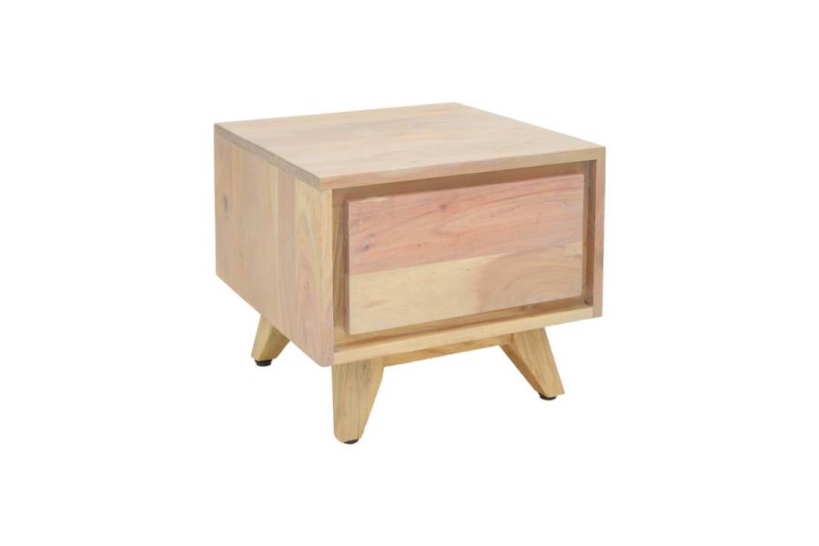 Κομοδίνο Emira pakoworld μασίφ ακακίας σε φυσική απόχρωση 40x40x35εκ