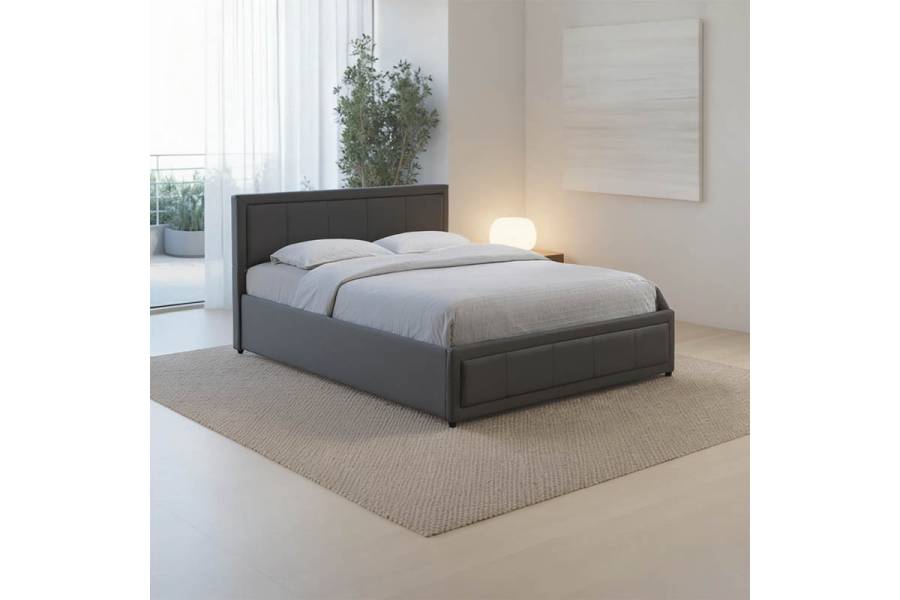 Κρεβάτι Huga pakoworld με αποθηκευτικό χώρο βελούδο ανθρακί 120x200εκ