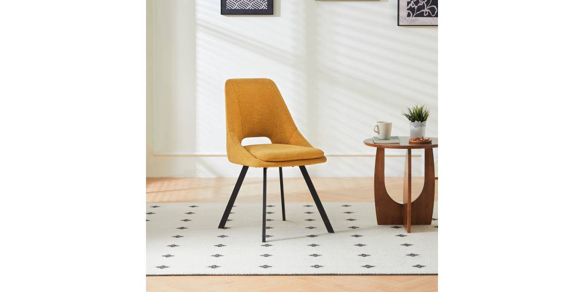 Καρέκλα Initiate pakoworld κίτρινο ύφασμα-πόδι μαύρο μέταλλο 48x57x85εκ