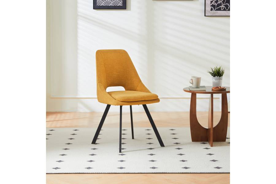Καρέκλα Initiate pakoworld κίτρινο ύφασμα-πόδι μαύρο μέταλλο 48x57x85εκ