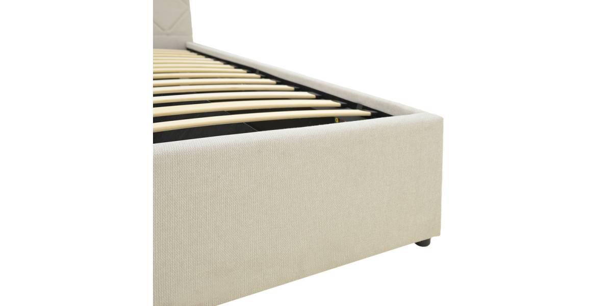 Κρεβάτι Dreamie pakoworld με αποθηκευτικό χώρο ύφασμα μπεζ 160x200εκ