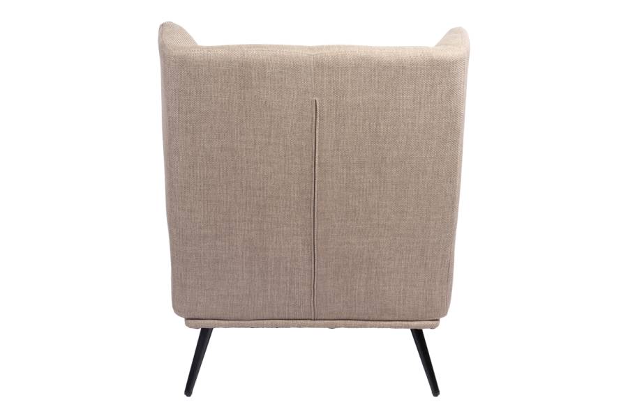 Πολυθρόνα Mareta pakoworld γκρι-μπεζ ύφασμα με πόδι σε μαύρη απόχρωση 83x80x99εκ