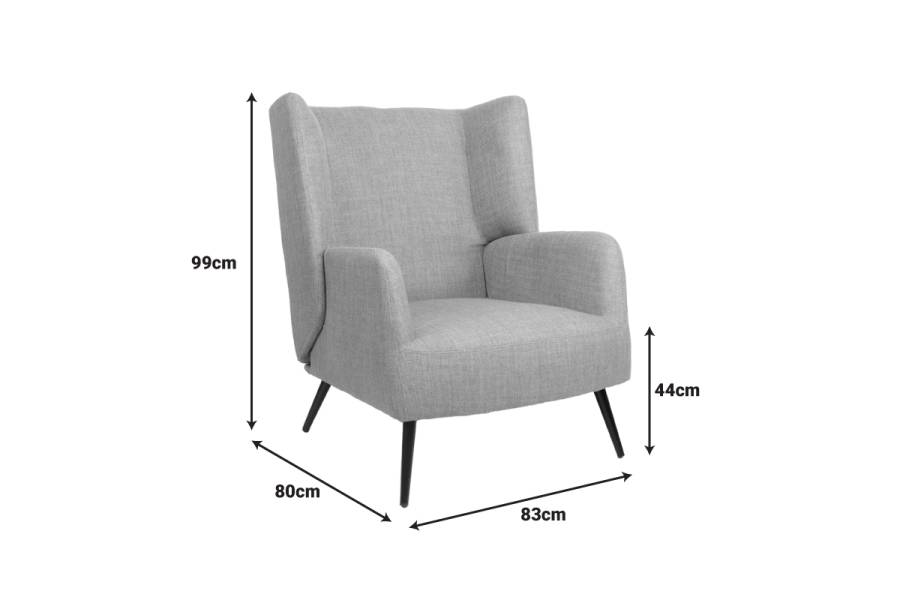 Πολυθρόνα Mareta pakoworld γκρι-μπεζ ύφασμα με πόδι σε μαύρη απόχρωση 83x80x99εκ