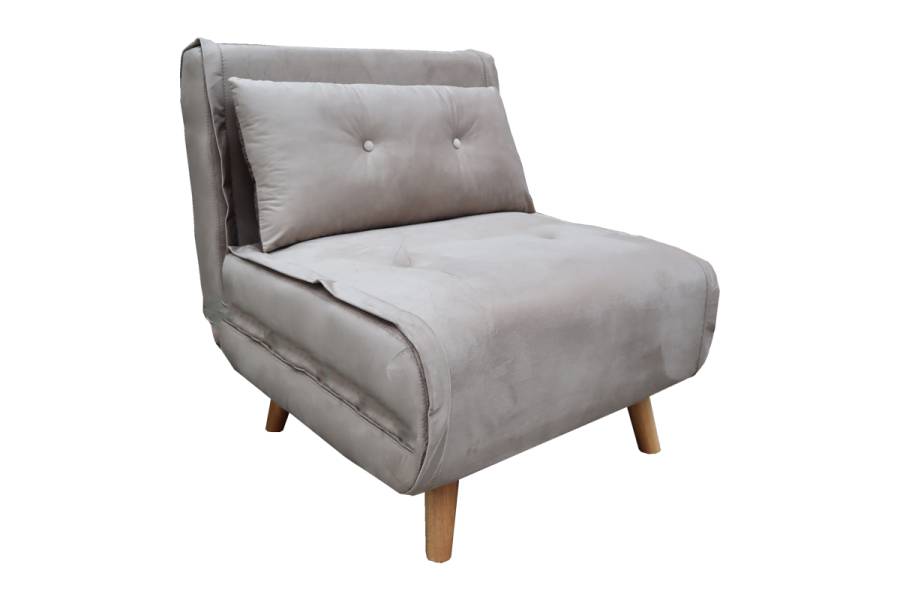 Πολυθρόνα-κρεβάτι Josuane I pakoworld βελούδο σε γκρι απόχρωση 78x80x81εκ