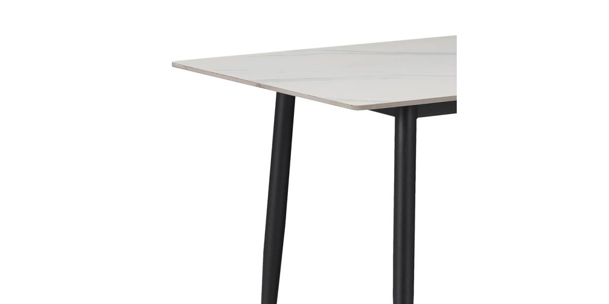 Τραπεζαρία Parker-Gustas pakoworld σετ 5τεμ μαύρο μαρμάρου-μαύρο-ανθρακί 140x80x75εκ