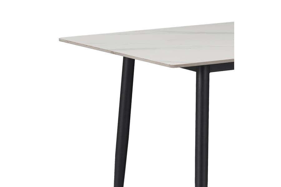 Τραπεζαρία Parker-Gustas pakoworld σετ 5τεμ μαύρο μαρμάρου-μαύρο-ανθρακί 140x80x75εκ