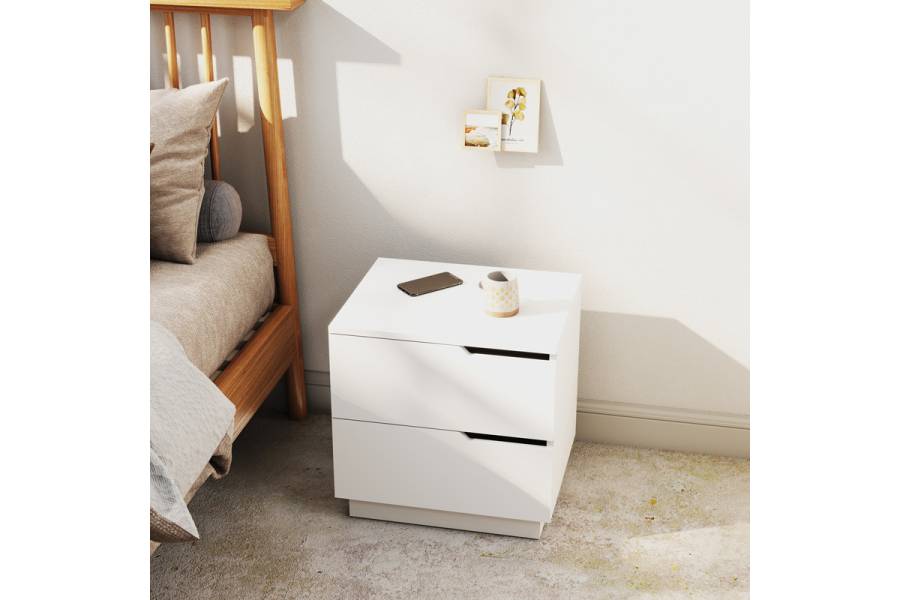 Κομοδίνο Verena pakoworld σε λευκή απόχρωση 48x40x48εκ