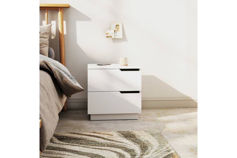 Κομοδίνο Verena pakoworld σε λευκή απόχρωση 48x40x48εκ