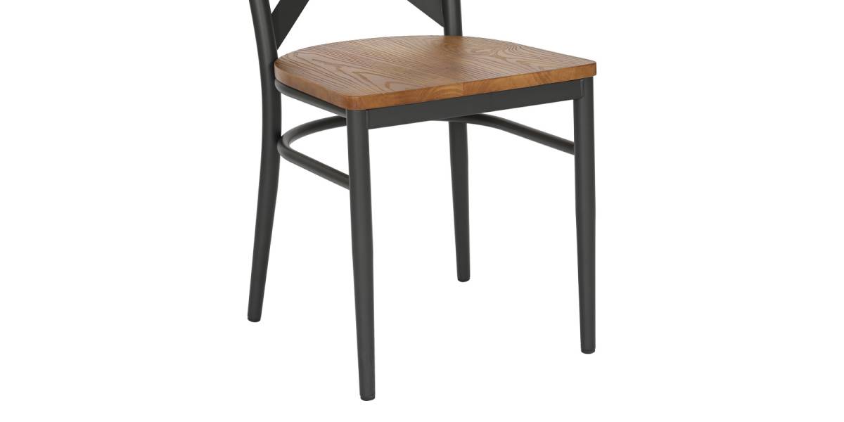 Καρέκλα Ferona pakoworld σκελετός ανθρακί μέταλλο με rubberwood σε φυσική απόχρωση 52.5x44.5x84εκ