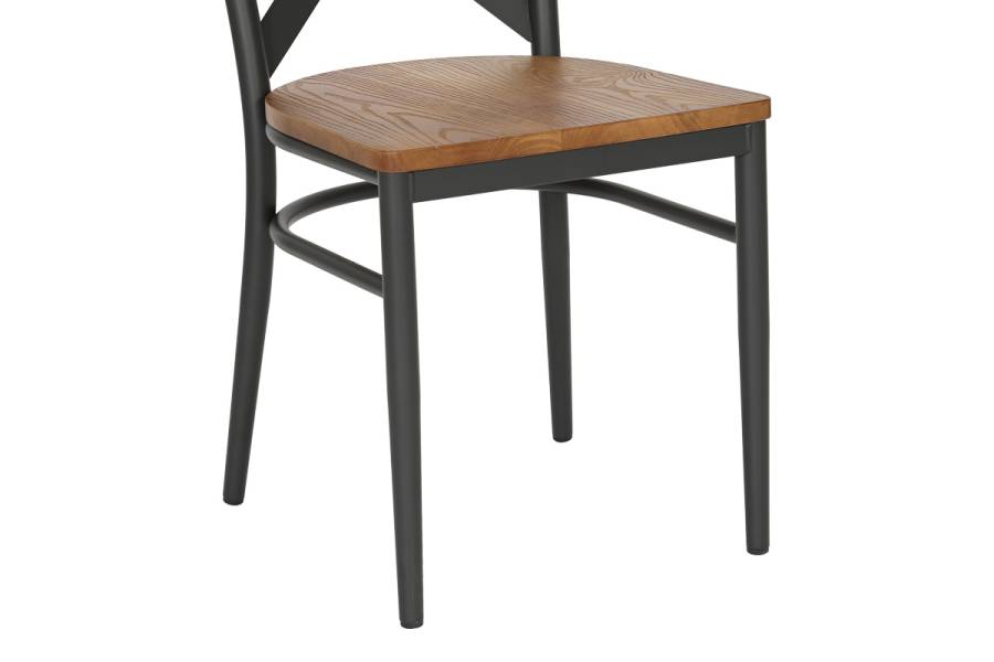 Καρέκλα Ferona pakoworld σκελετός ανθρακί μέταλλο με rubberwood σε φυσική απόχρωση 52.5x44.5x84εκ