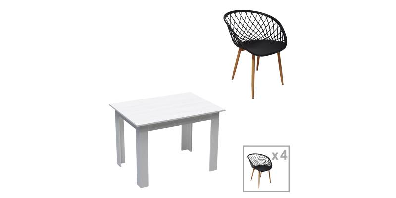 Τραπεζαρία Manka-Ezra pakoworld σετ 5τεμ σε λευκή απόχρωση 110x80x77εκ