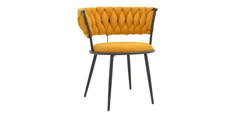 Πολυθρόνα Alkia I pakoworld ύφασμα σε κίτρινη απόχρωση- πόδι μαύρο μέταλλο 57x58.5x72εκ