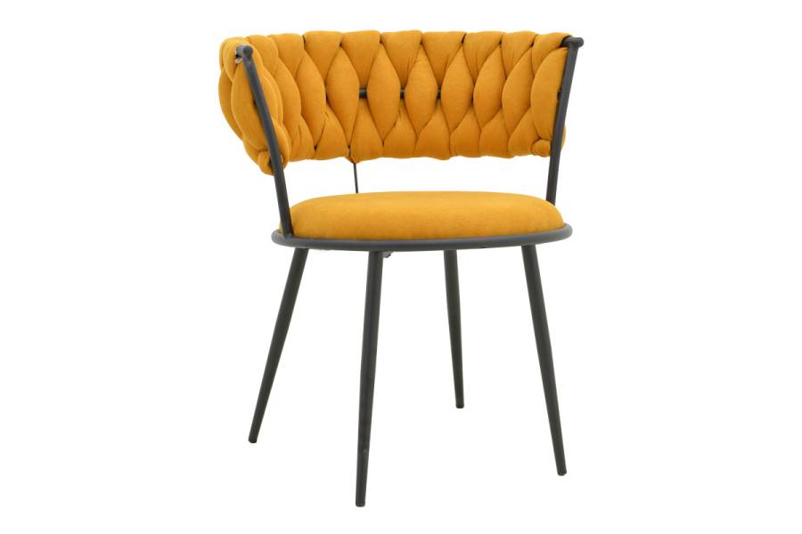 Πολυθρόνα Alkia I pakoworld ύφασμα σε κίτρινη απόχρωση- πόδι μαύρο μέταλλο 57x58.5x72εκ