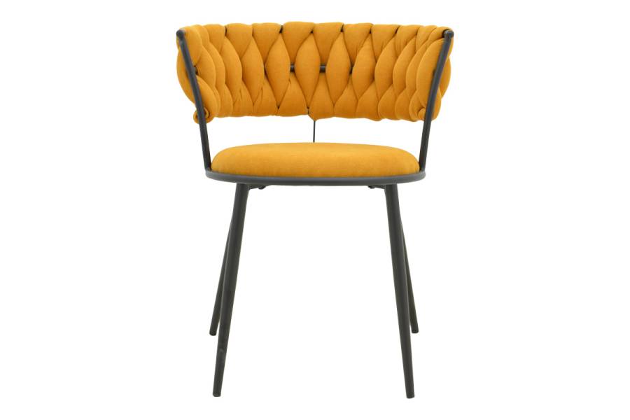 Πολυθρόνα Alkia I pakoworld ύφασμα σε κίτρινη απόχρωση- πόδι μαύρο μέταλλο 57x58.5x72εκ