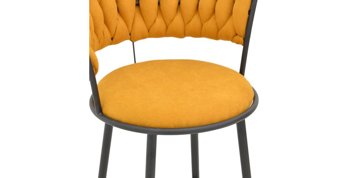 Πολυθρόνα Alkia I pakoworld ύφασμα σε κίτρινη απόχρωση- πόδι μαύρο μέταλλο 57x58.5x72εκ