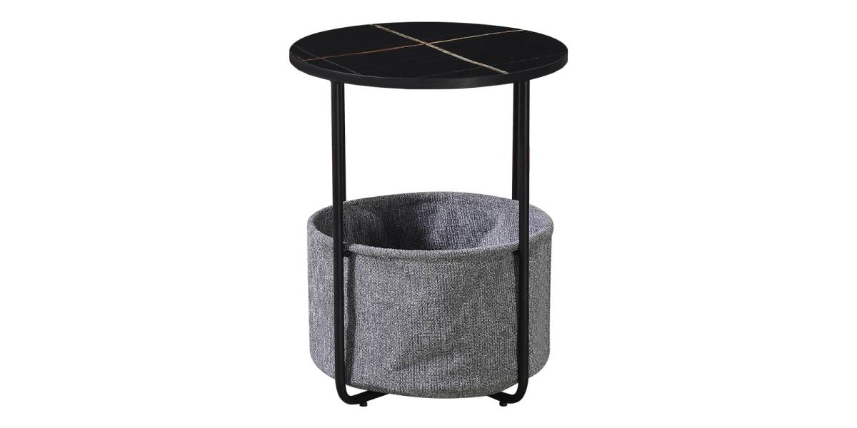 Βοηθητικό τραπέζι Fredami pakoworld μαύρο μαρμάρου Φ40x50εκ