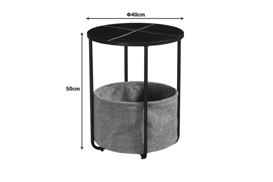 Βοηθητικό τραπέζι Fredami pakoworld μαύρο μαρμάρου Φ40x50εκ