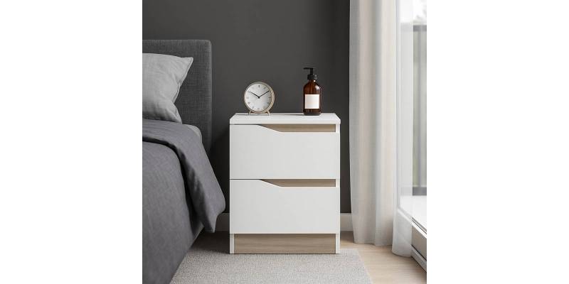 Κομοδίνο Verena pakoworld σε λευκή-sonoma απόχρωση 40x40x50εκ