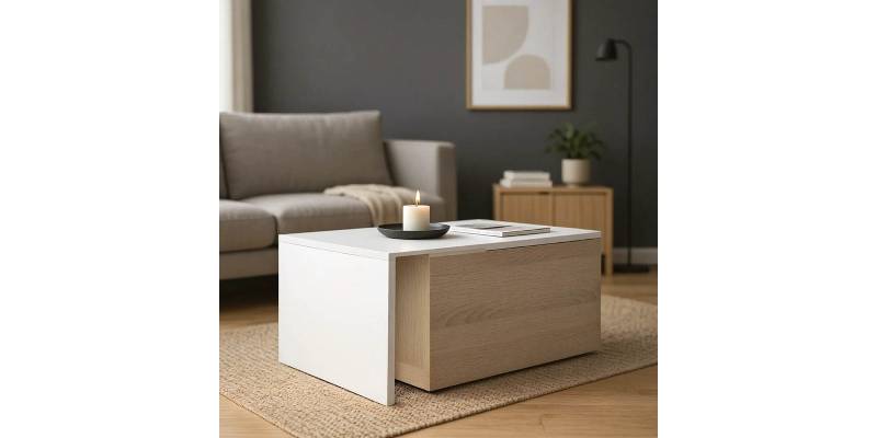 Τραπέζι σαλονιού Extera pakoworld επεκτεινόμενο σε λευκή-sonoma απόχρωση 100-160x50x45εκ