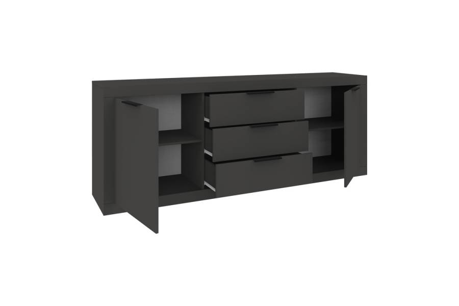 Μπουφές Doha pakoworld σε ανθρακί απόχρωση 210x45x80.5εκ