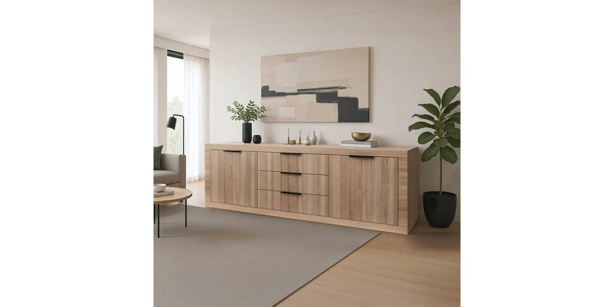 Μπουφές Doha pakoworld σε sonoma απόχρωση 210x45x80.5εκ