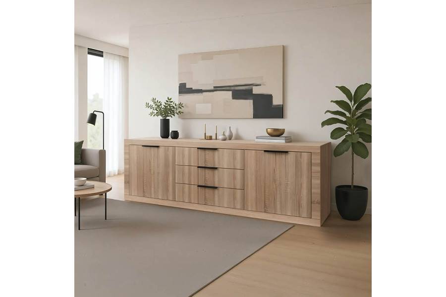 Μπουφές Doha pakoworld σε sonoma απόχρωση 210x45x80.5εκ