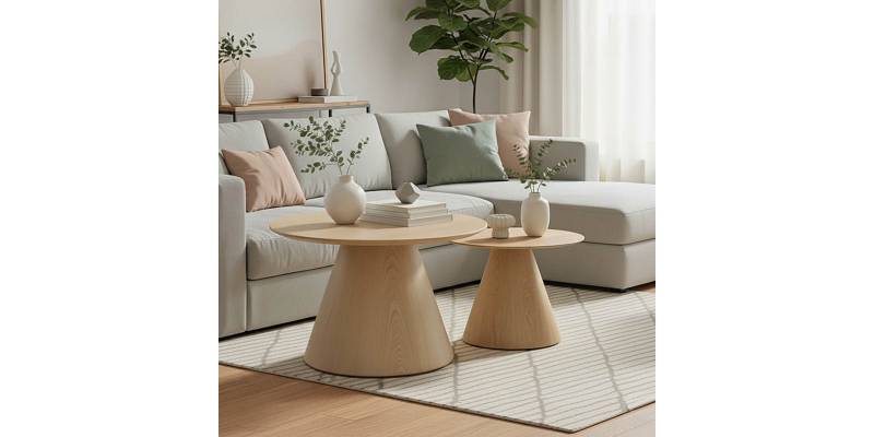 Tραπέζια σαλονιού Donda pakoworld mdf σετ 2τεμ. sonoma