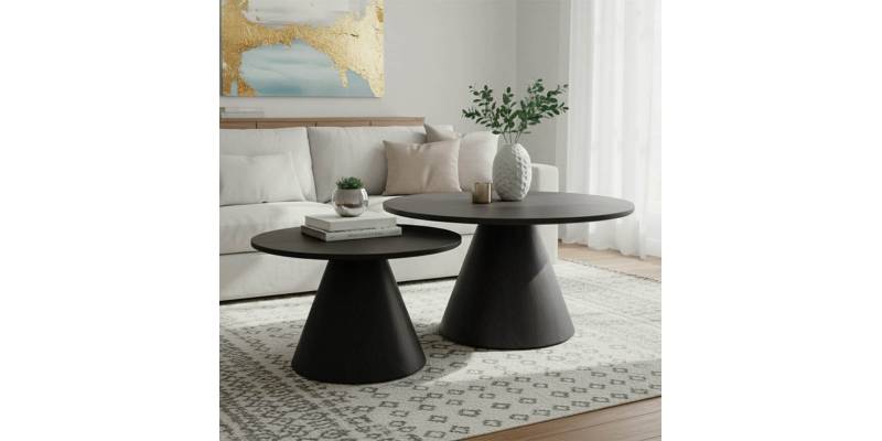 Tραπέζια σαλονιού Donda pakoworld mdf σετ 2τεμ. μαύρο