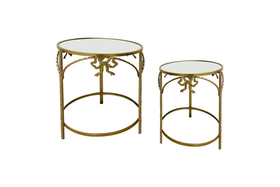 Βοηθητικό τραπέζι Frensia Inart σετ 2τεμ μέταλλο σε χρυσή απόχρωση
