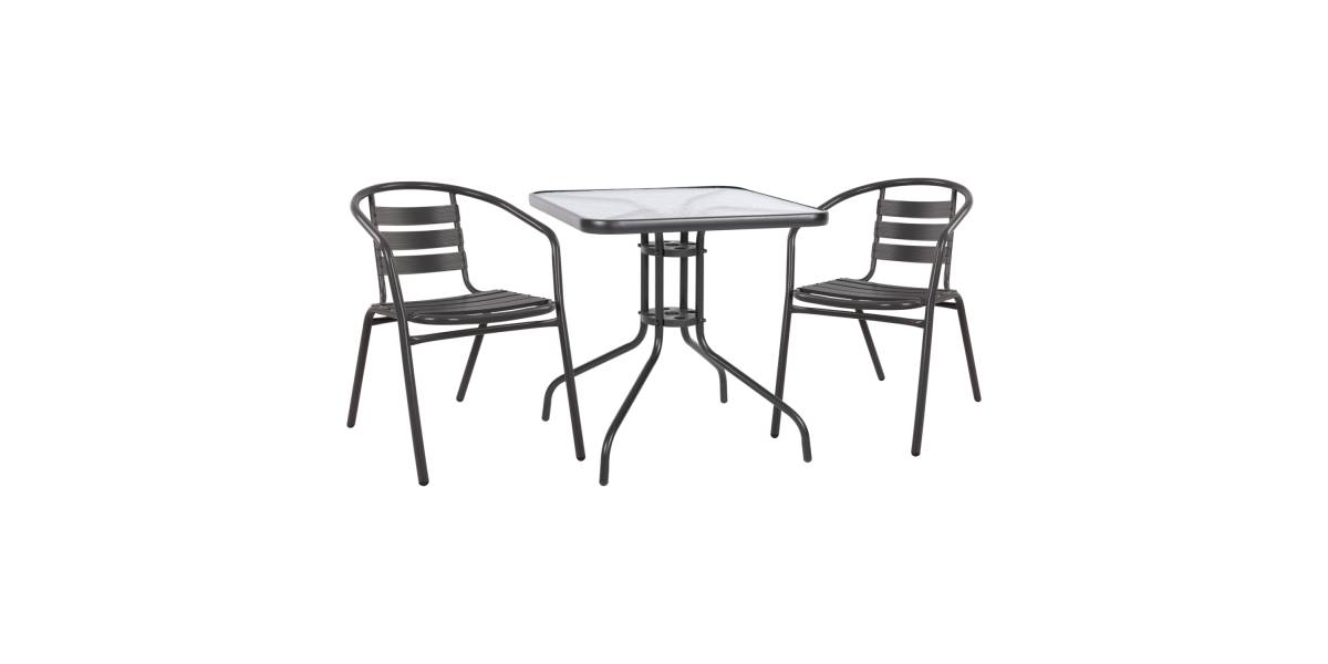 ΣΕΤ 3ΤΜΧ ΜΕ ΤΡΑΠΕΖΙ FIGO 70Χ70Χ72Υ & ΠΟΛΥΘΡΟΝΕΣ LAURA ΓΚΡΙ ΧΡΩΜΑ HM10469