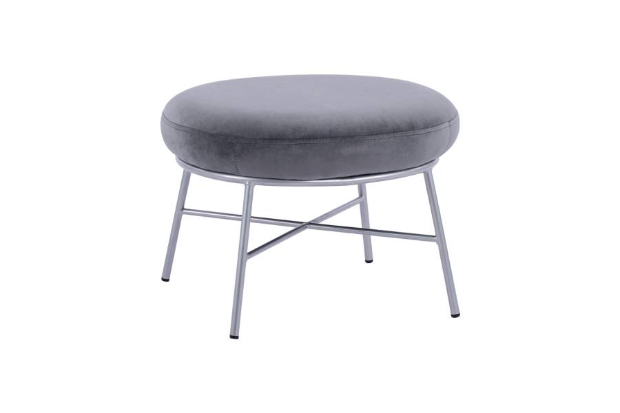 ΣΚΑΜΠΟ ΥΠΟΠΟΔΙΟ TRUDI HM8640.01 ΑΠΟ ΓΚΡΙ ΒΕΛΟΥΔΟ ΜΕ ΑΣΗΜΙ ΒΑΣΗ 55x46x38Υ εκ.